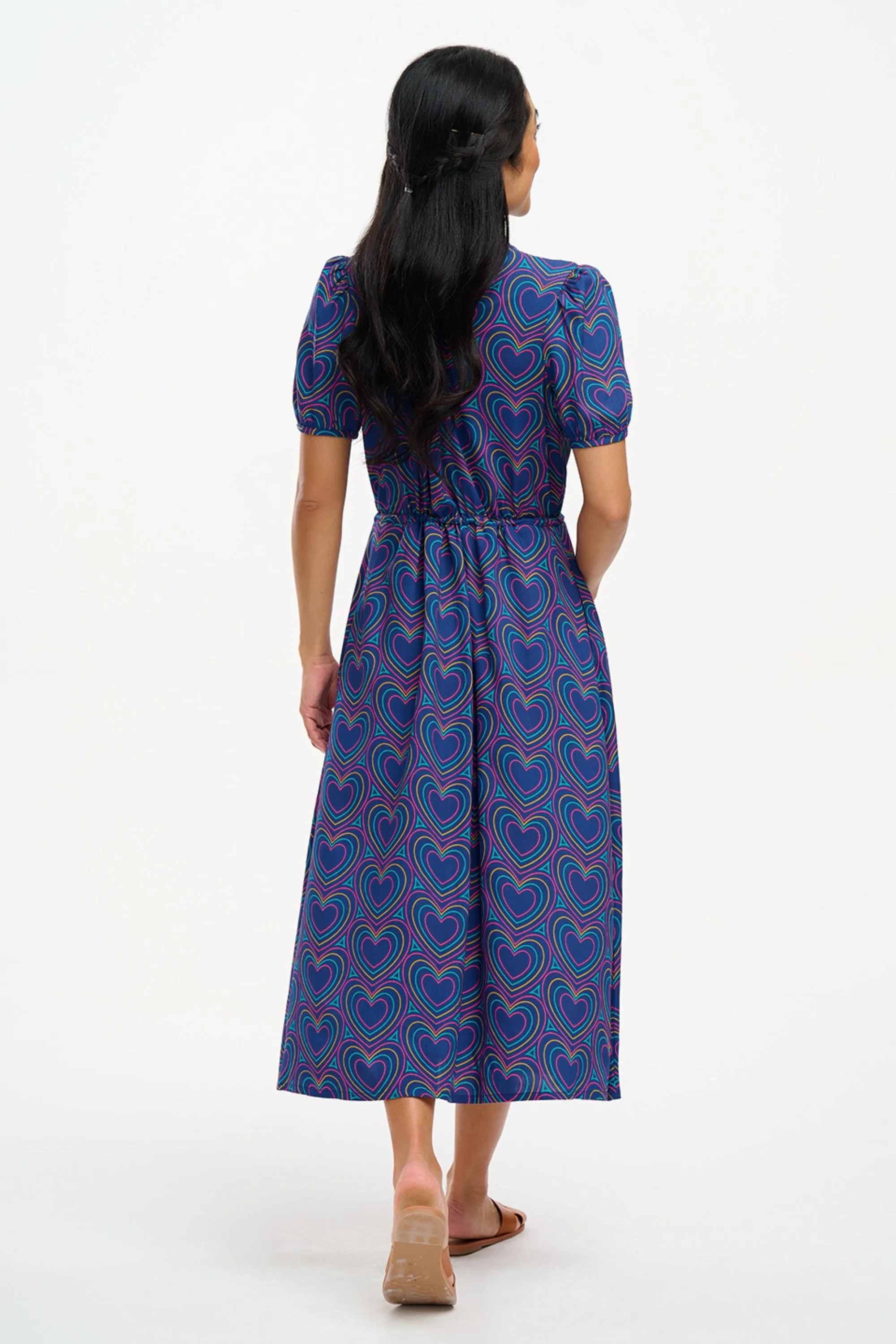 Cassandra Midi Shirt Dress - Navy, Heart Explosion