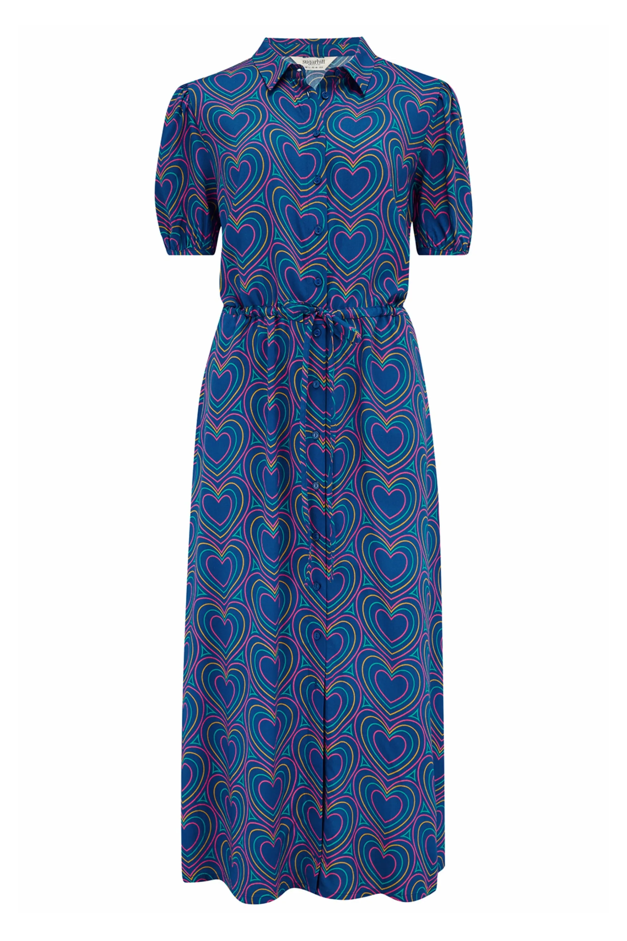 Cassandra Midi Shirt Dress - Navy, Heart Explosion