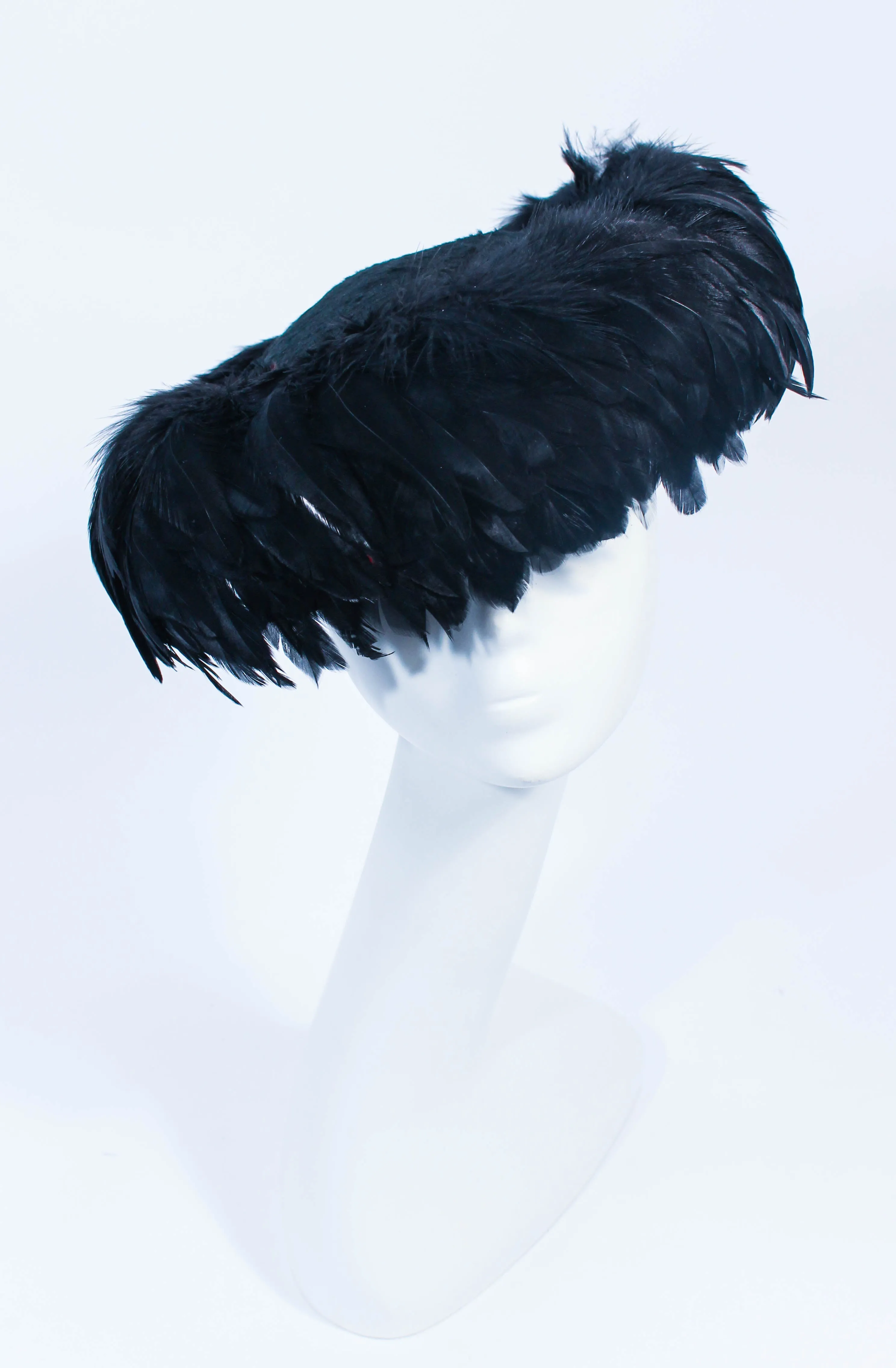 CHRISTINE Vintage 1950's Black Dyed Goose Feather and Sheared Beaver Hat