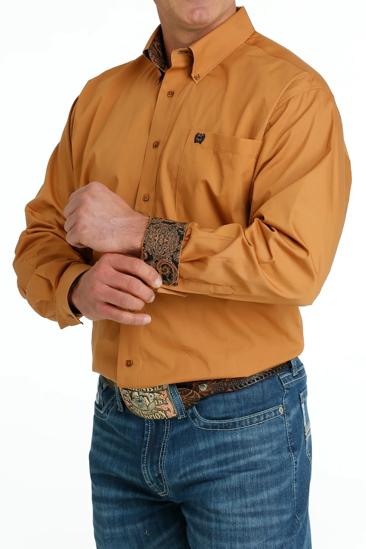 Cinch® Men's Solid Gold Long Sleeve Button Front Western Shirt