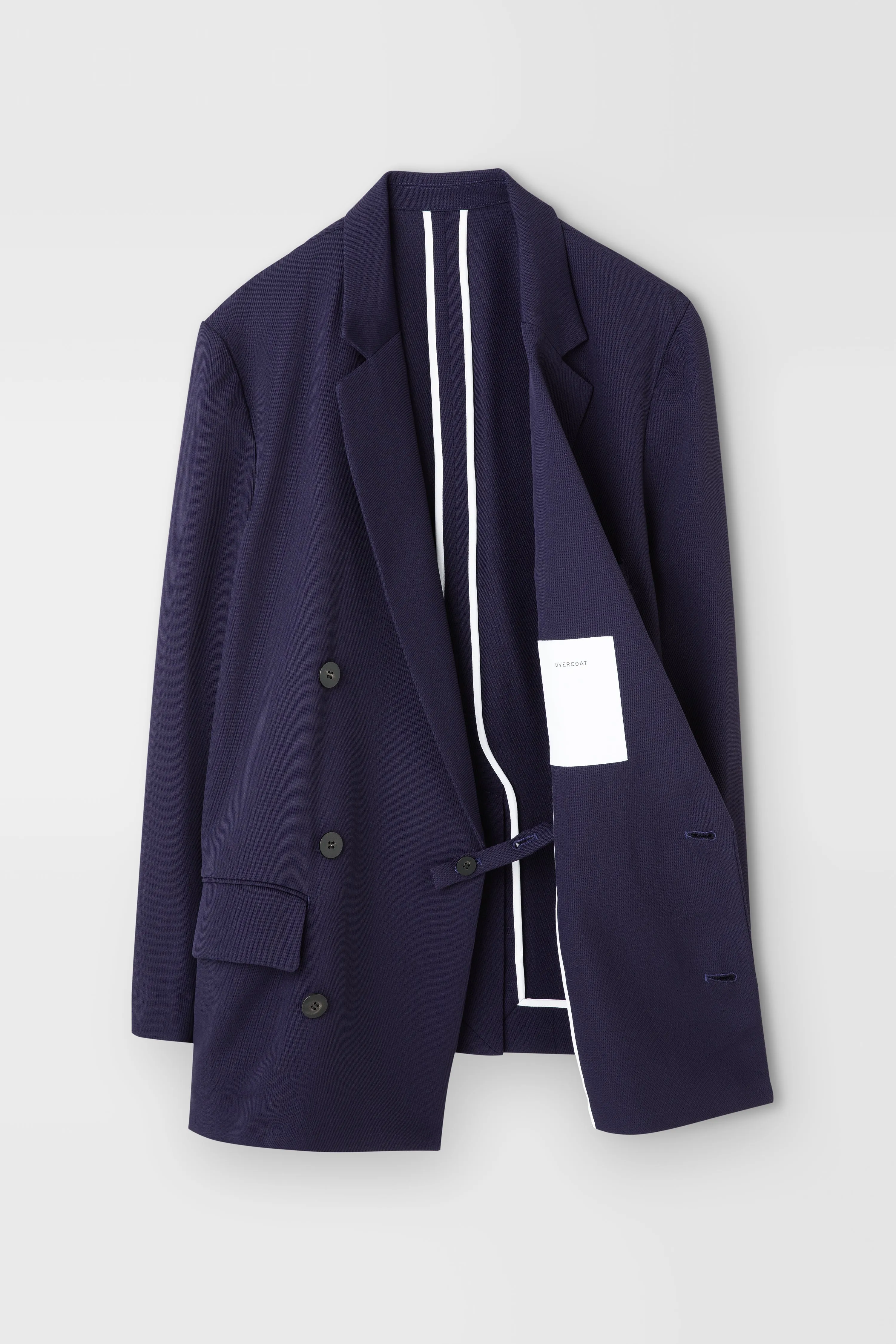 Classic Rayon Tricotine Double Breasted Jacket in Navy