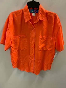 COLOR FX Tops Size S Orange Silk SHORT SLEEVES TOP