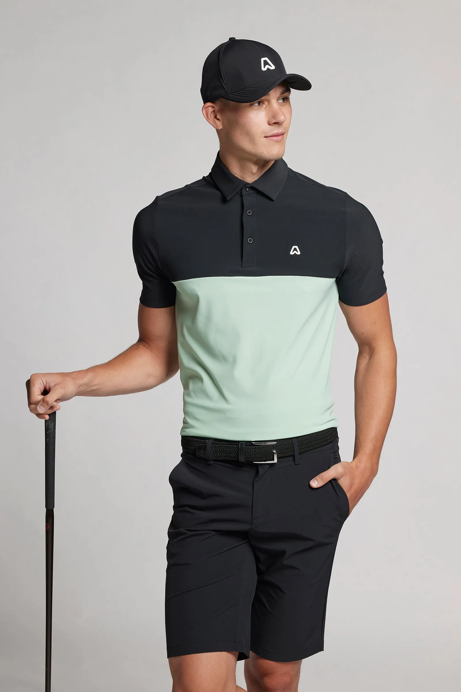 Colour Block Polo - Putter Black / Putting Green