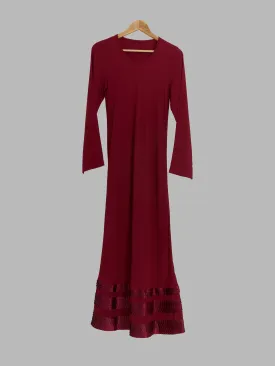 Comme des Garcons 1994 burgundy round neck frilled hem maxi dress