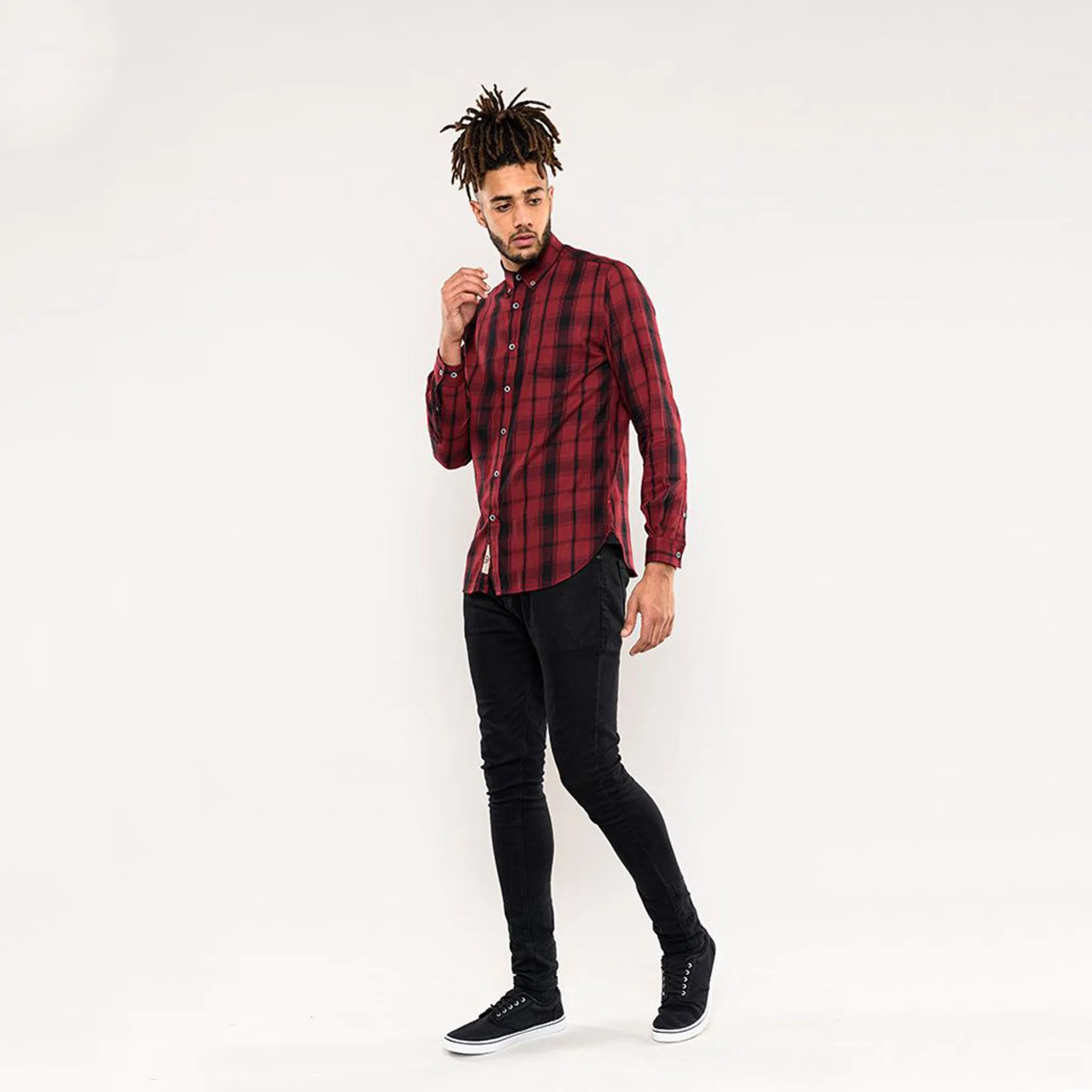 D555 Check Shirt - Benalla Red/Black