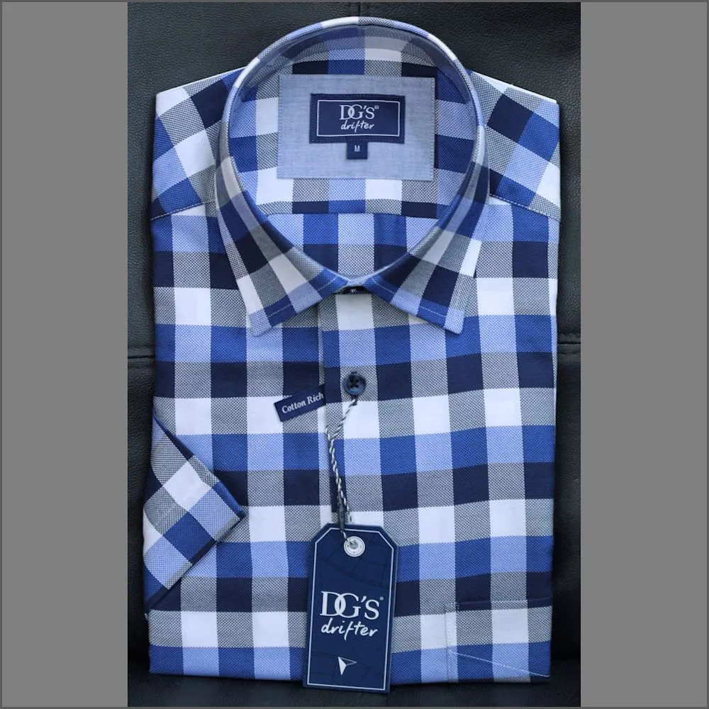 Dg's Navy & Blue Check Short Sleeve Shirt 