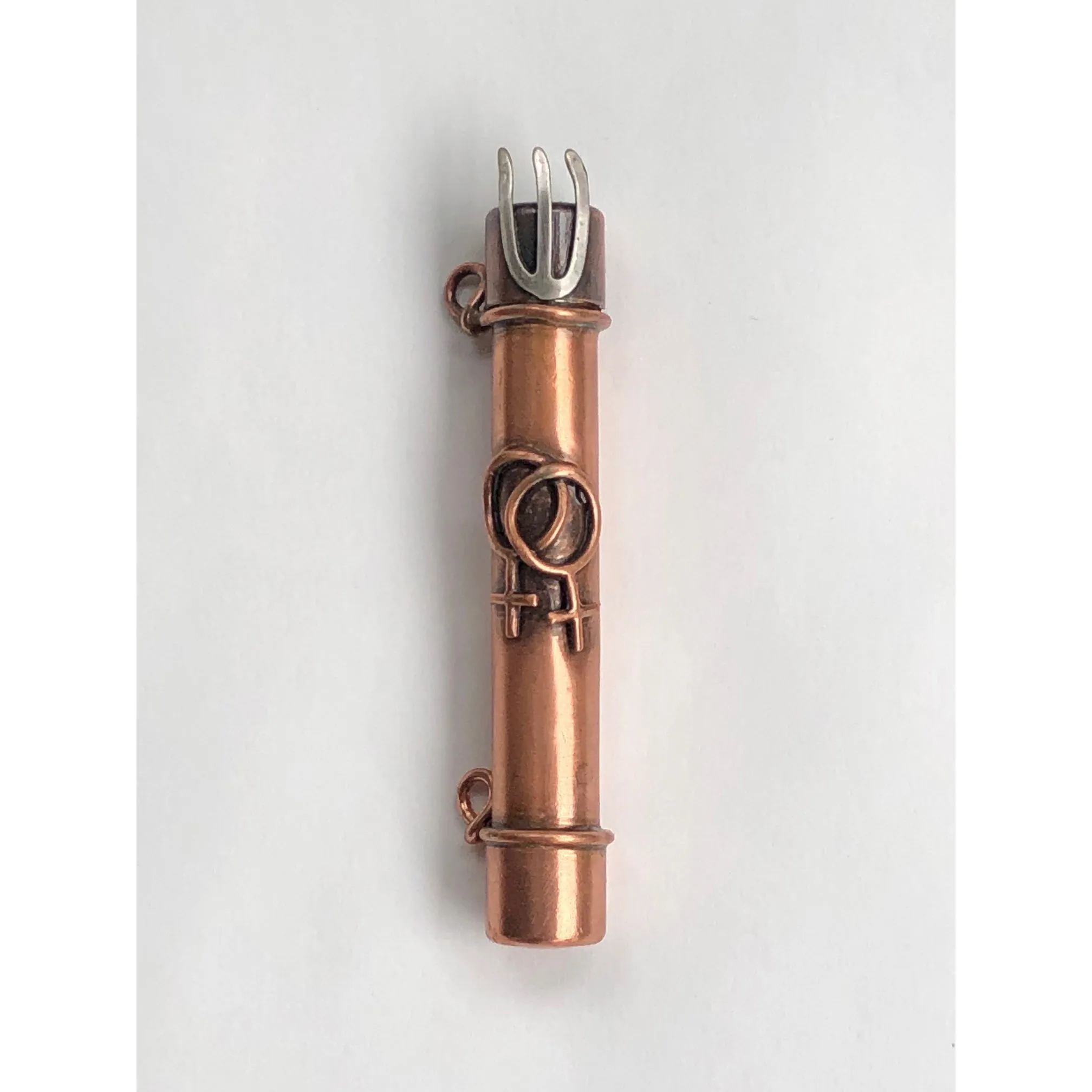 Diversity Female Mezuzah in Copper and Sterling Silver 3749 by Sherri Cohen Design