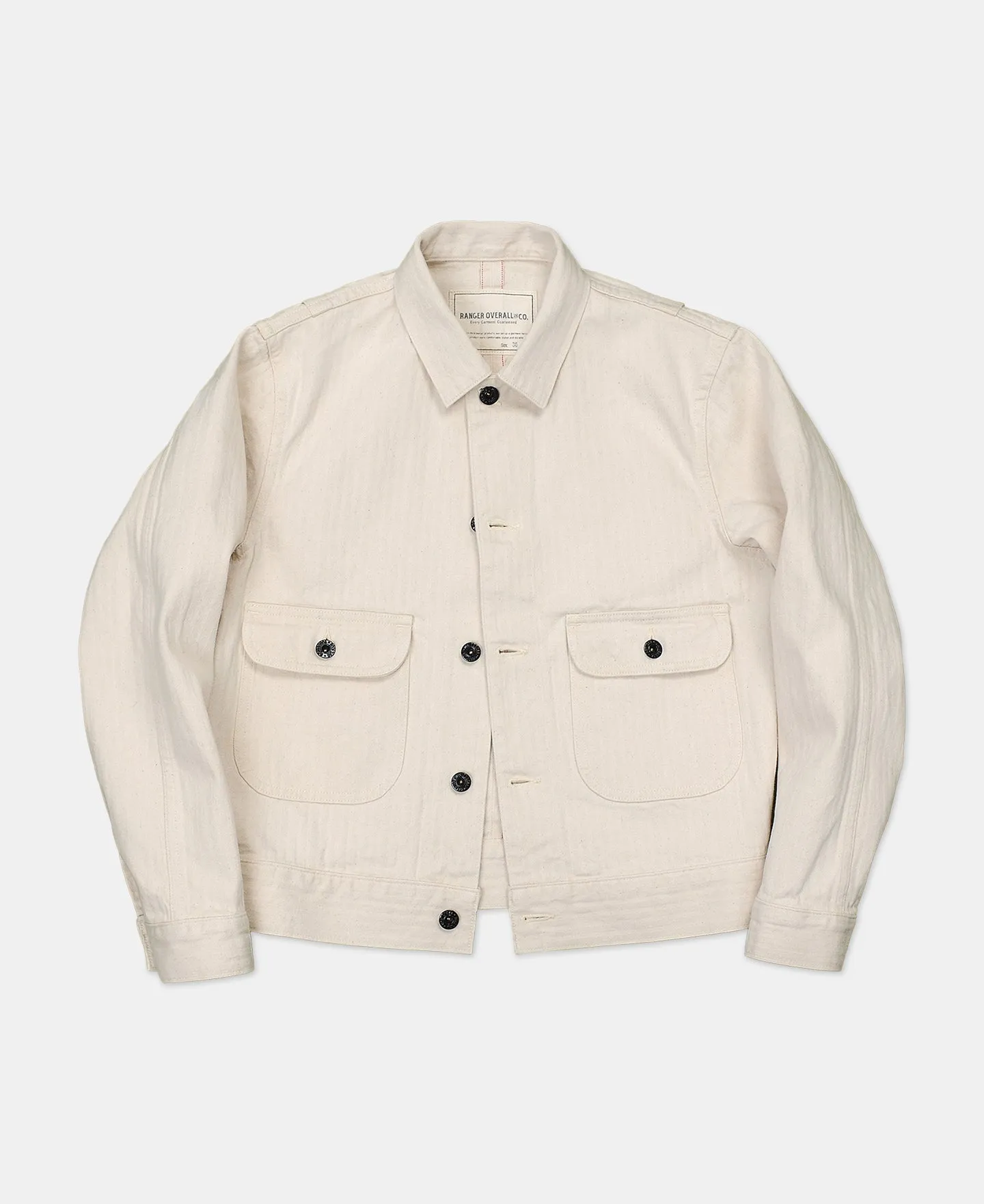 Double Pocket Beige Herringbone Work Jacket