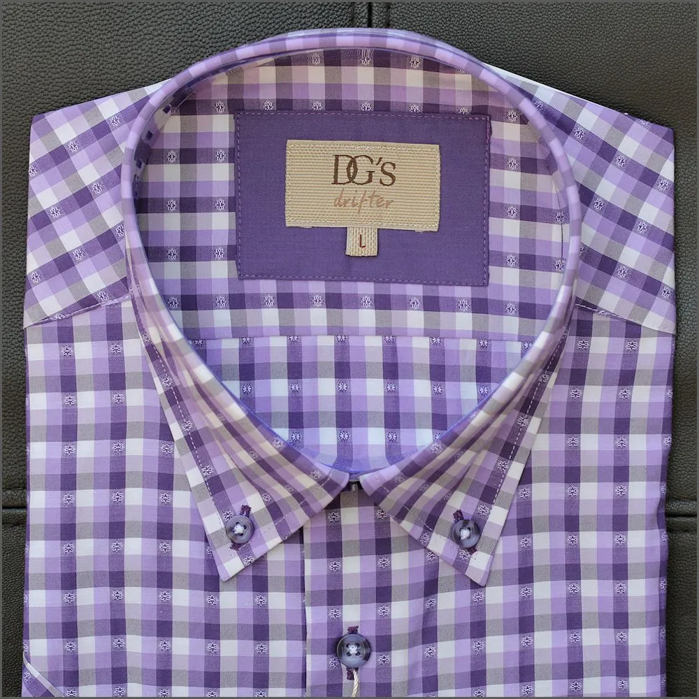 Drifter Ivano Purple/White Check Short Sleeve Shirt 