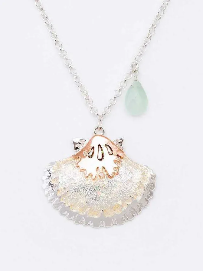 Enamel Sea Shell Pendant Necklace Set