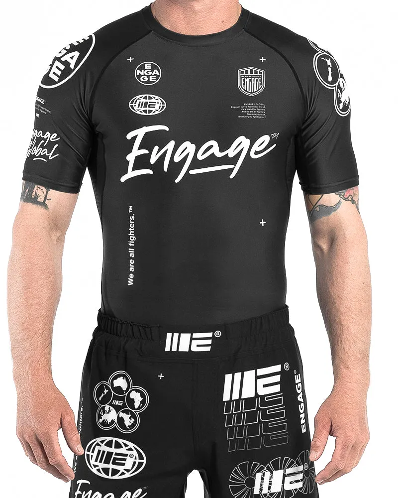 Engage Billboard Short Sleeve Rash Guard - Black