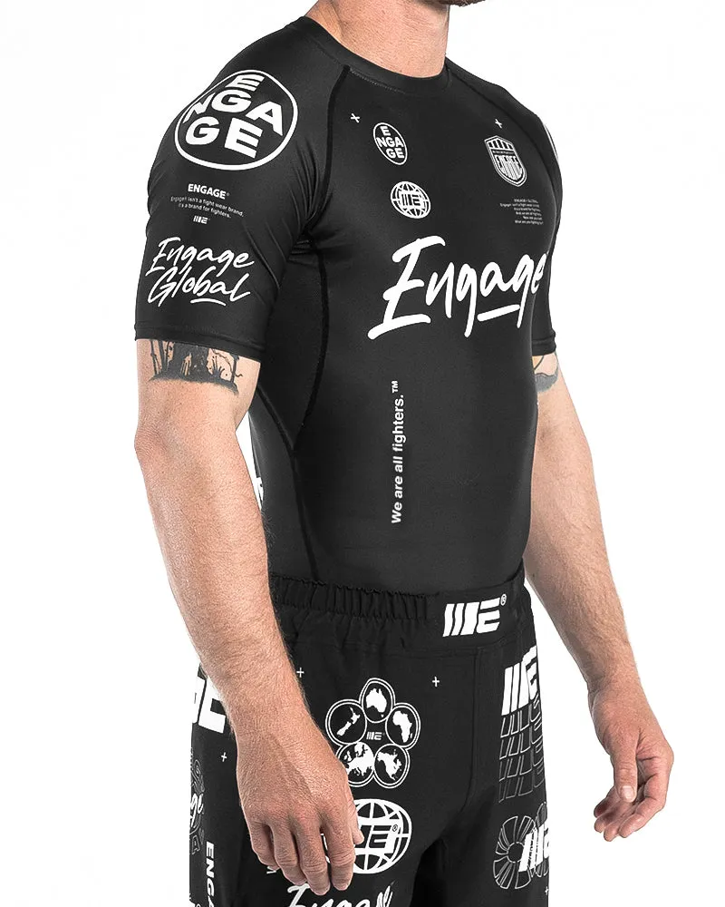 Engage Billboard Short Sleeve Rash Guard - Black