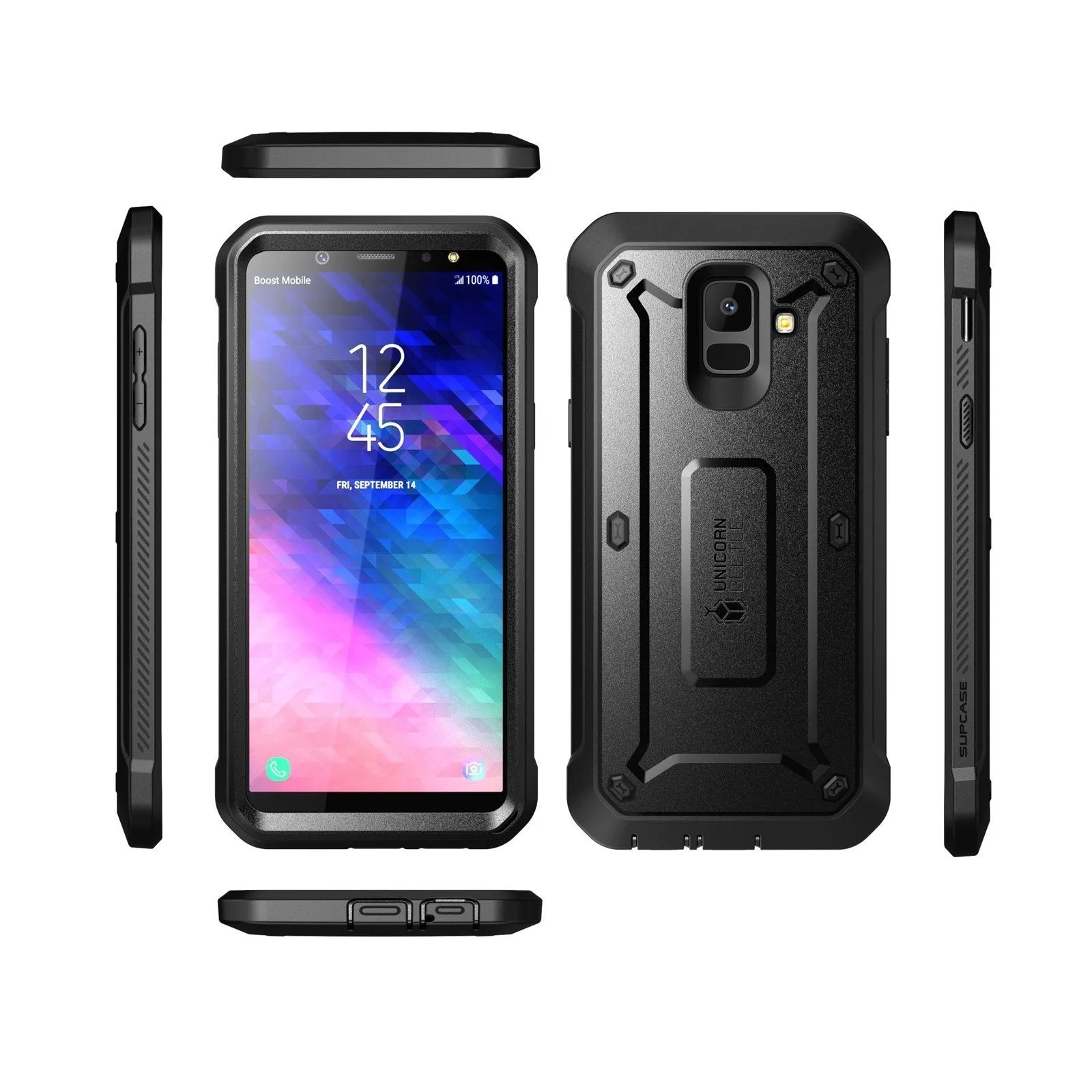 Galaxy A6 Unicorn Beetle Pro Rugged Holster Case-Black