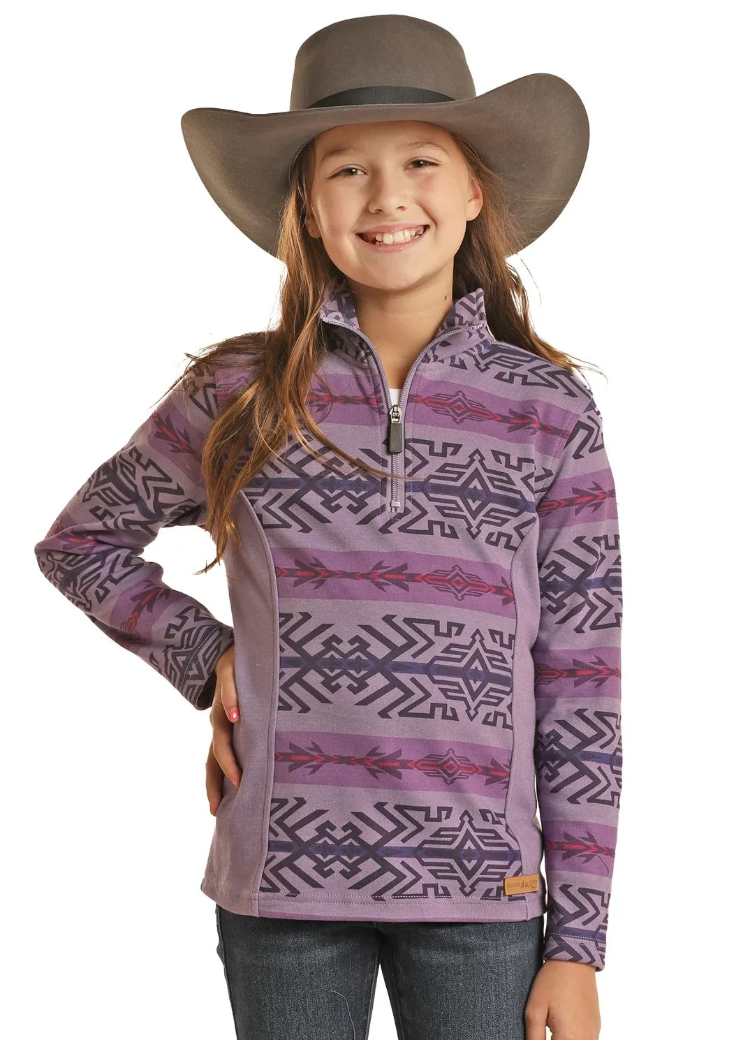 Girl's Rock & Roll Henley 1/4 Zip Sweatshirt