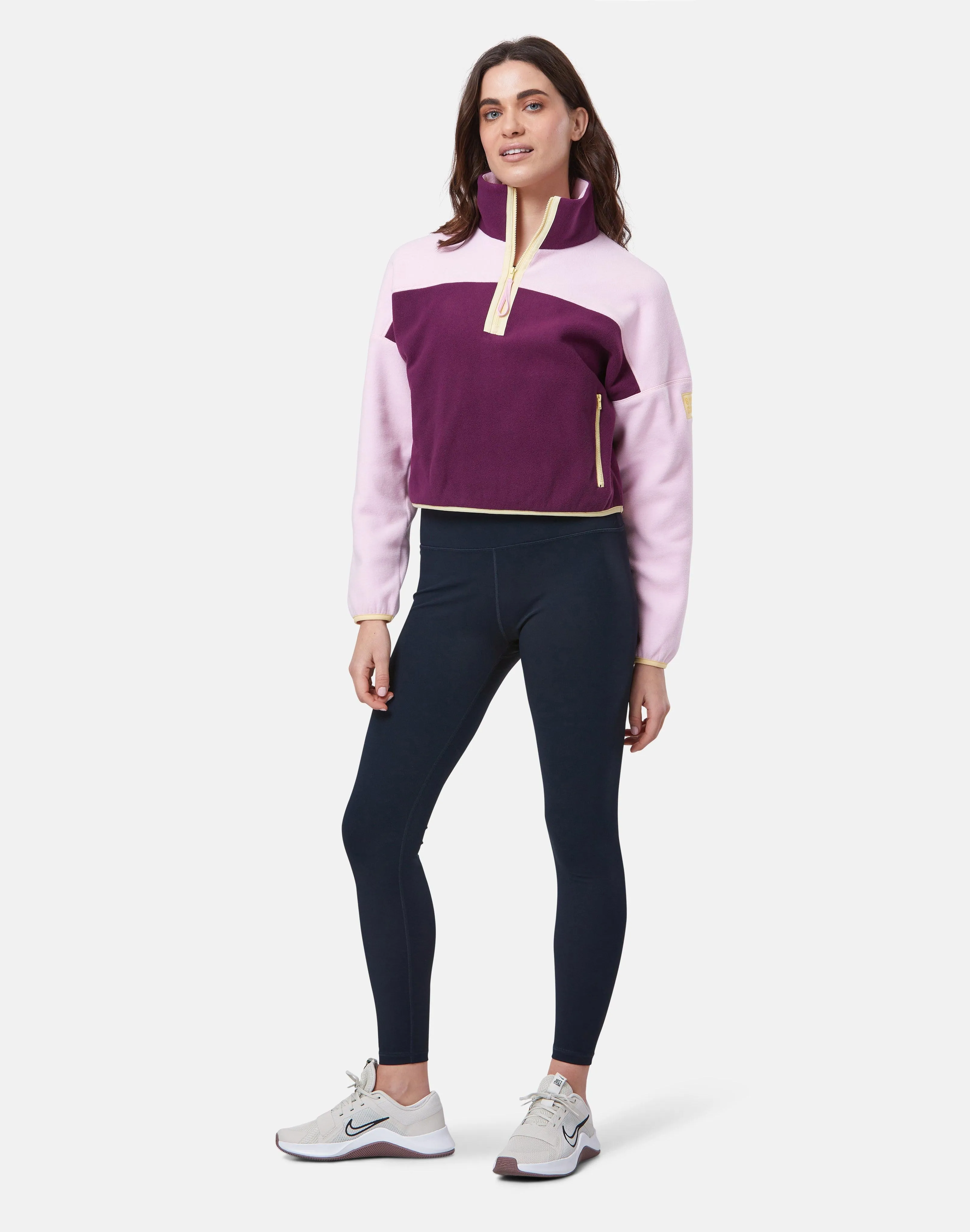 Half Zip Crop Polar Fleece in Sangria