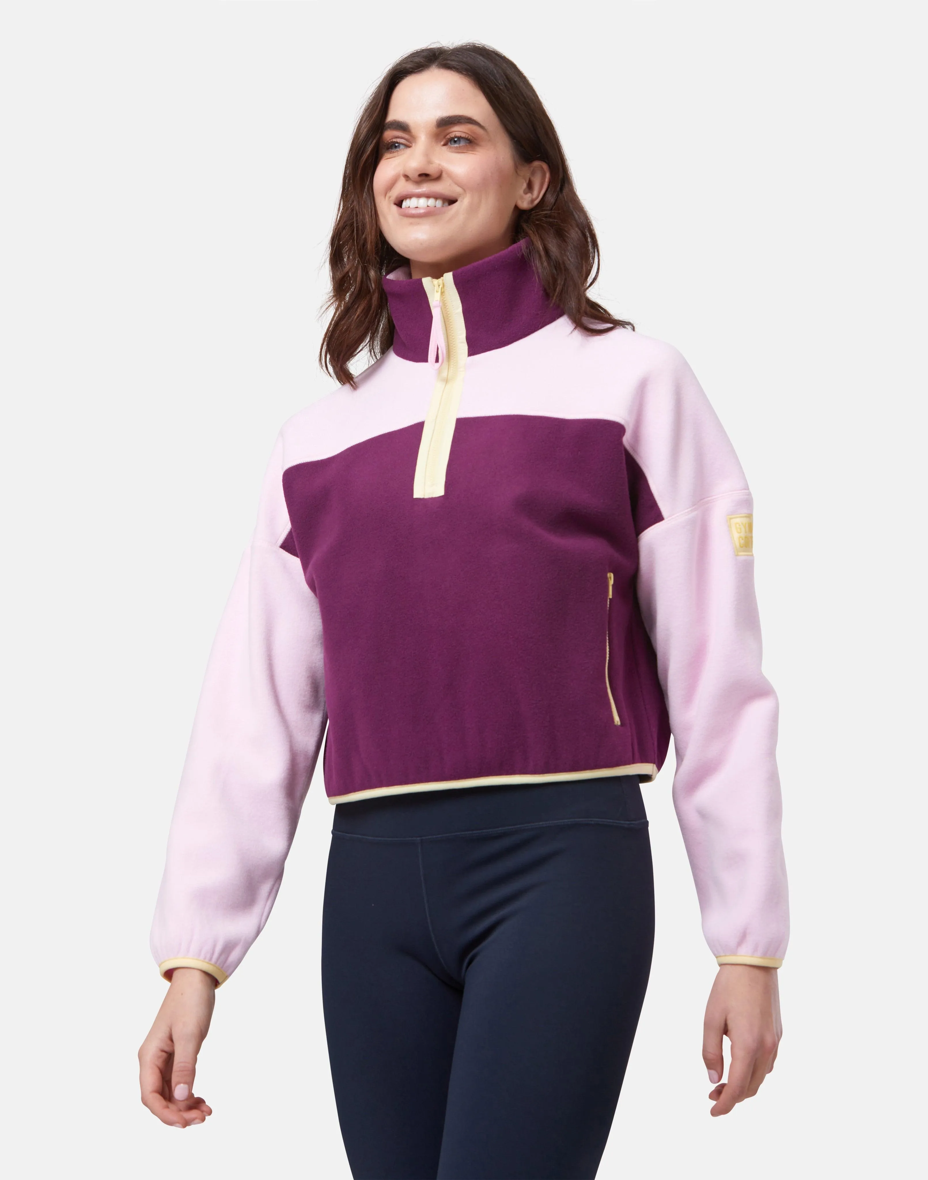 Half Zip Crop Polar Fleece in Sangria