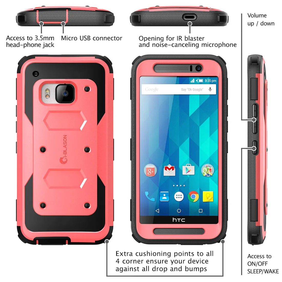 HTC One (M9) Armorbox Case-Pink