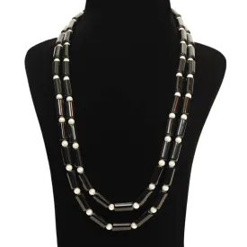 Imeora Exclusive Double Multi Black Onyx And Pearl Necklace