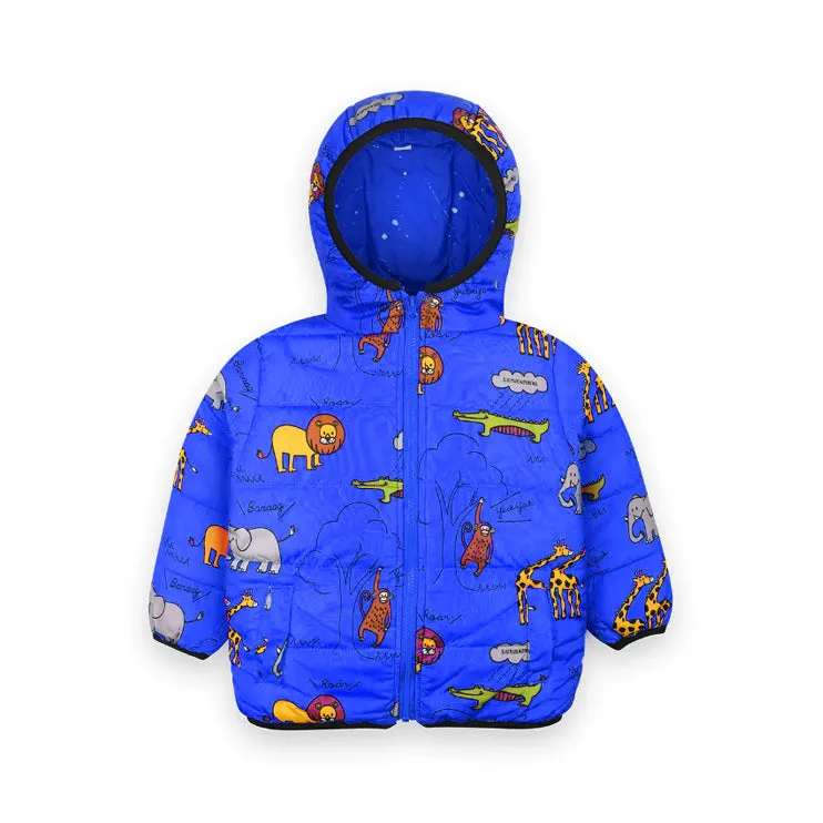 JC - Kids 'Blue' Animal Printed Puffer Jacket JC234