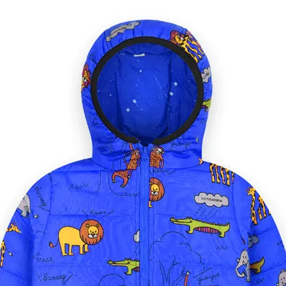 JC - Kids 'Blue' Animal Printed Puffer Jacket JC234