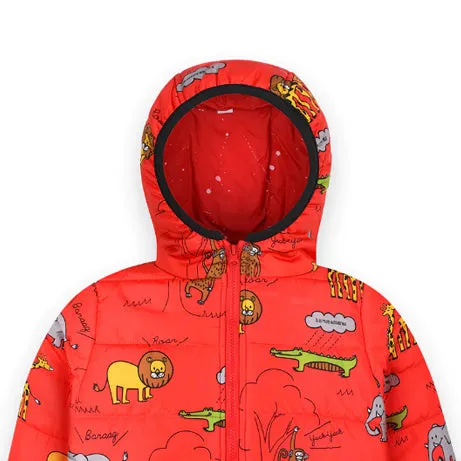 JC - Kids 'Red' Animal Printed Puffer Jacket JC239