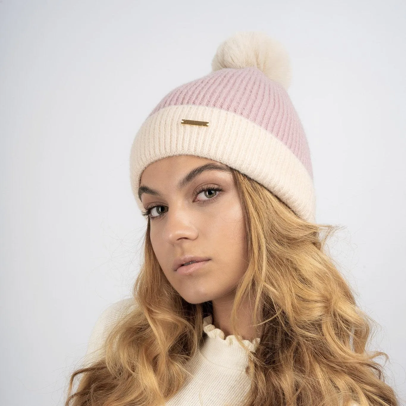 Jody Two Tone Fleece Lined Beanie - Lavender