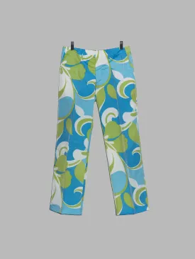 Junya Watanabe Comme des Garcons SS2000 blue green floral waterproof pants - S