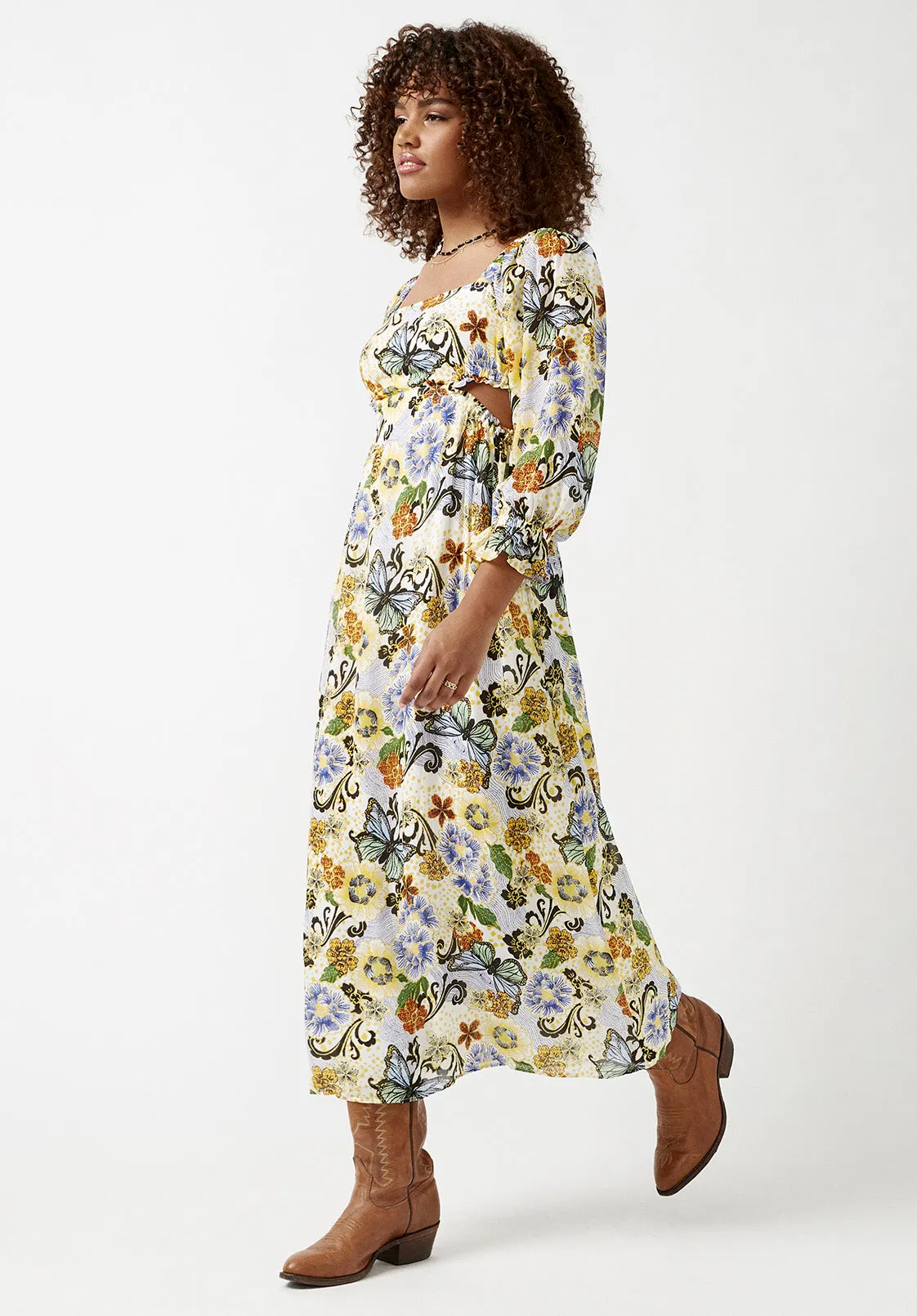 Kerry Butterfly Print Cut-Out Maxi Dress - WD0008S