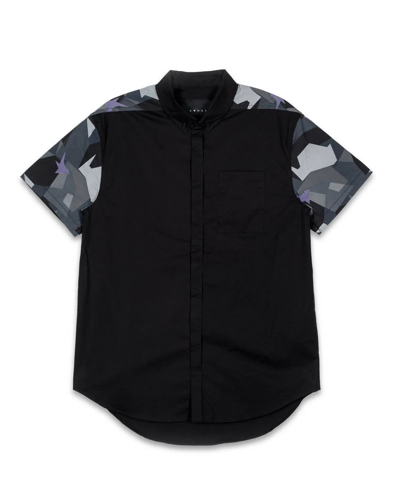 Konus Men's Short Sleeve Button Down Shirt in Black