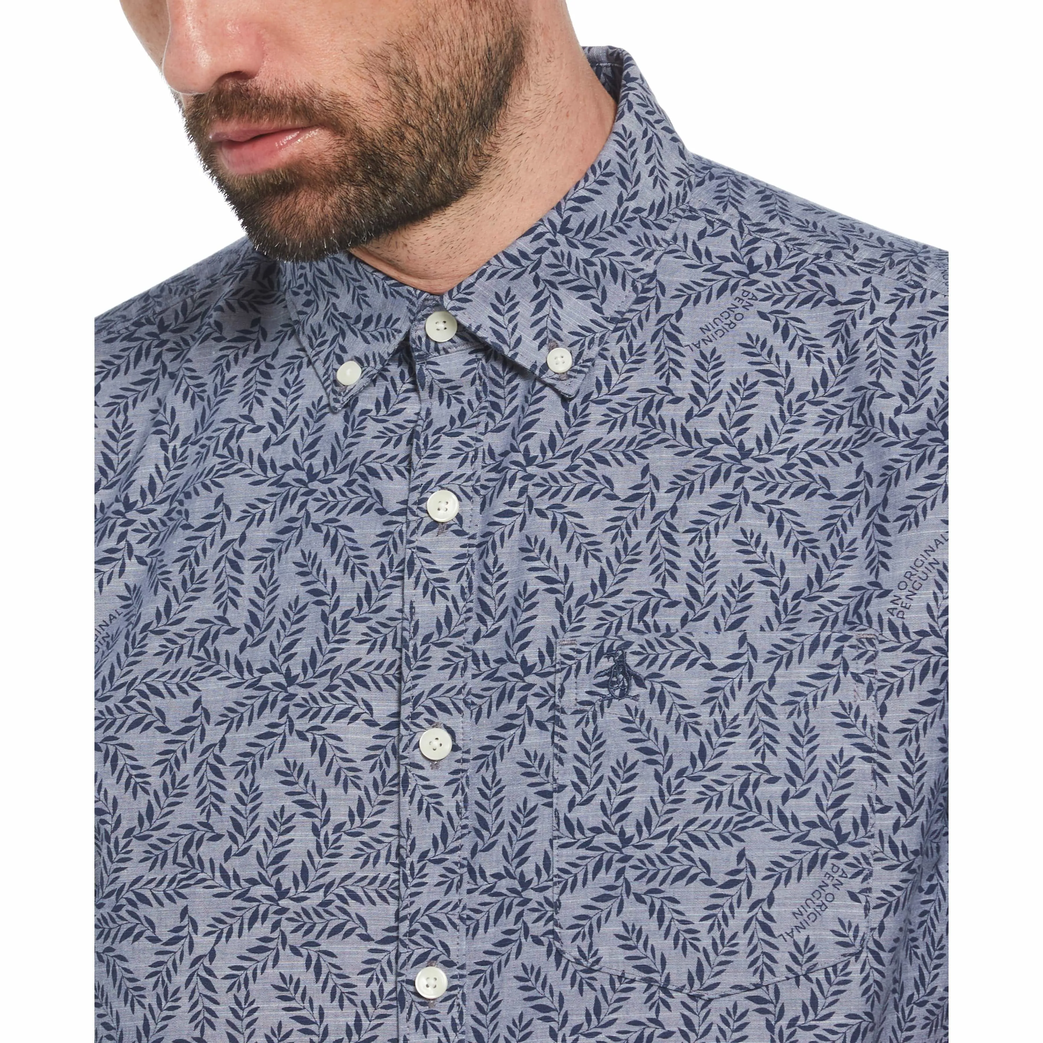 Leaf Print Chambray Shirt