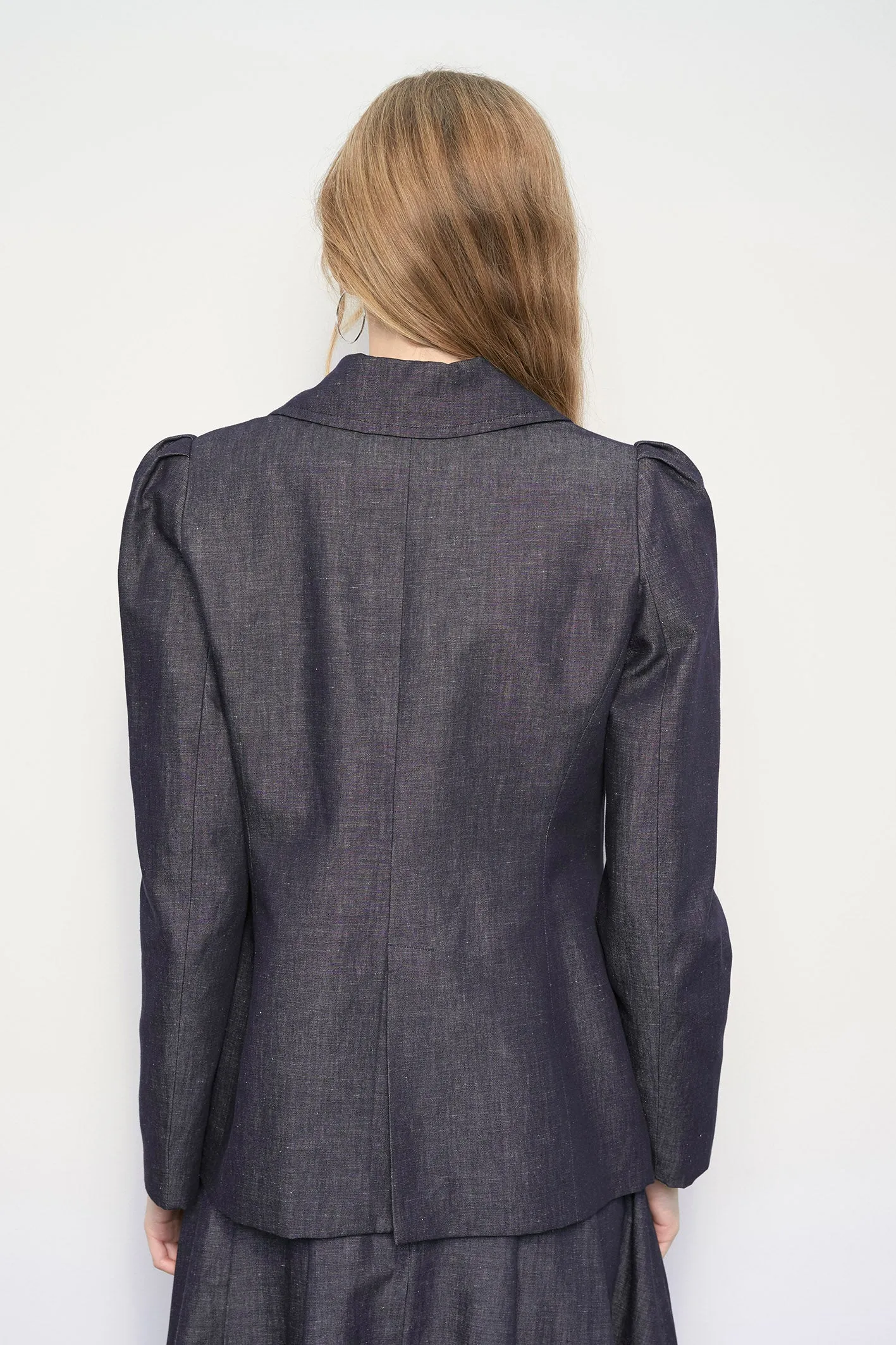 Linen Chambray Blazer - Denim