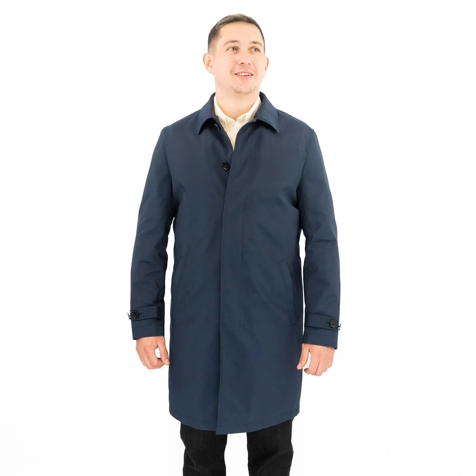 M&S Mens Mac Raincoat Padded Removable Linning Navy