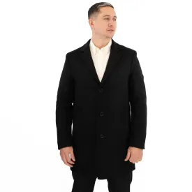 M&S Mens Wool Blend Revere Overcoat Black