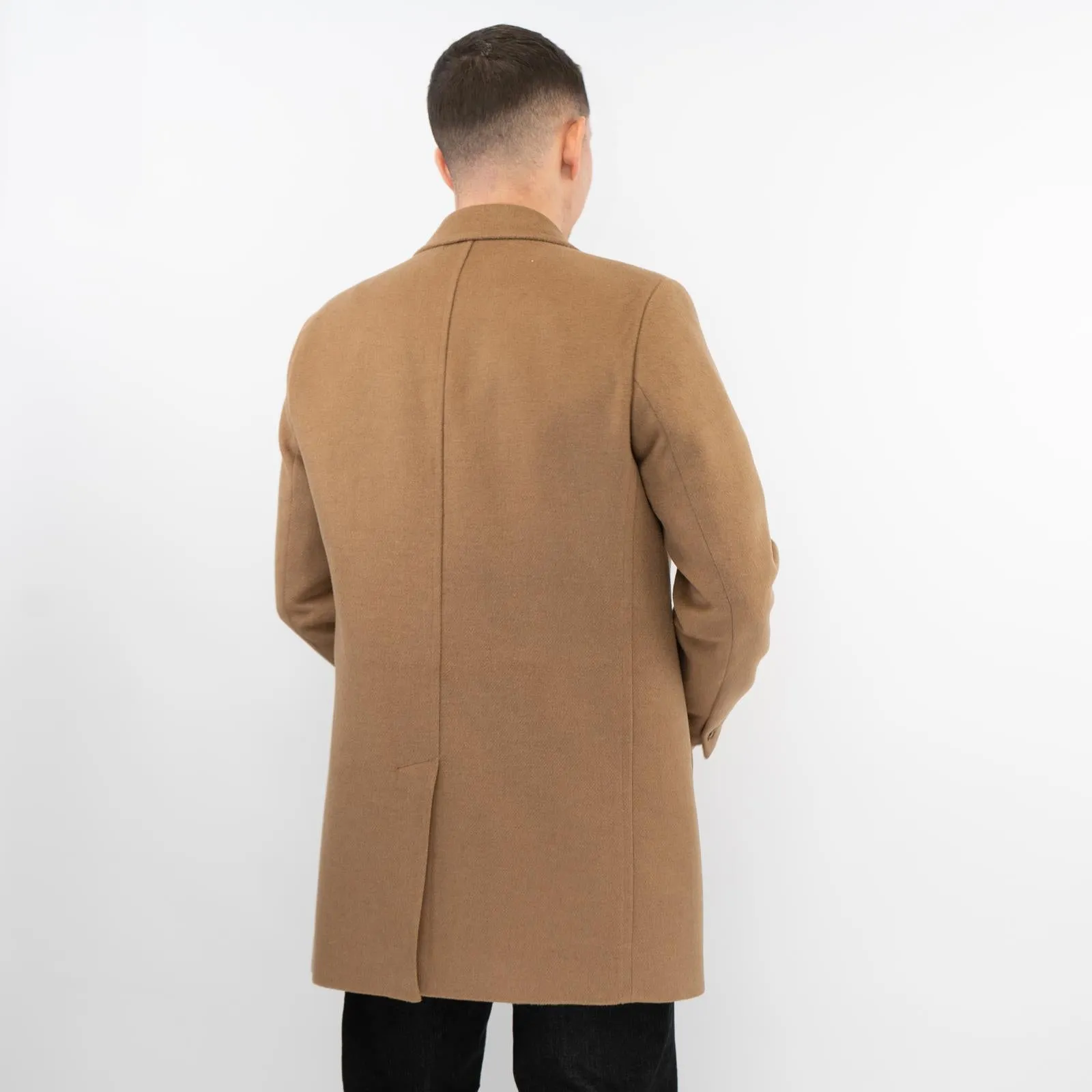 M&S Mens Wool Blend Revere Overcoat Brown