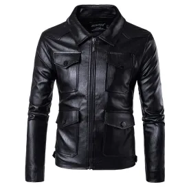 Men's Punk Front Zip Multi-pockets Jackets