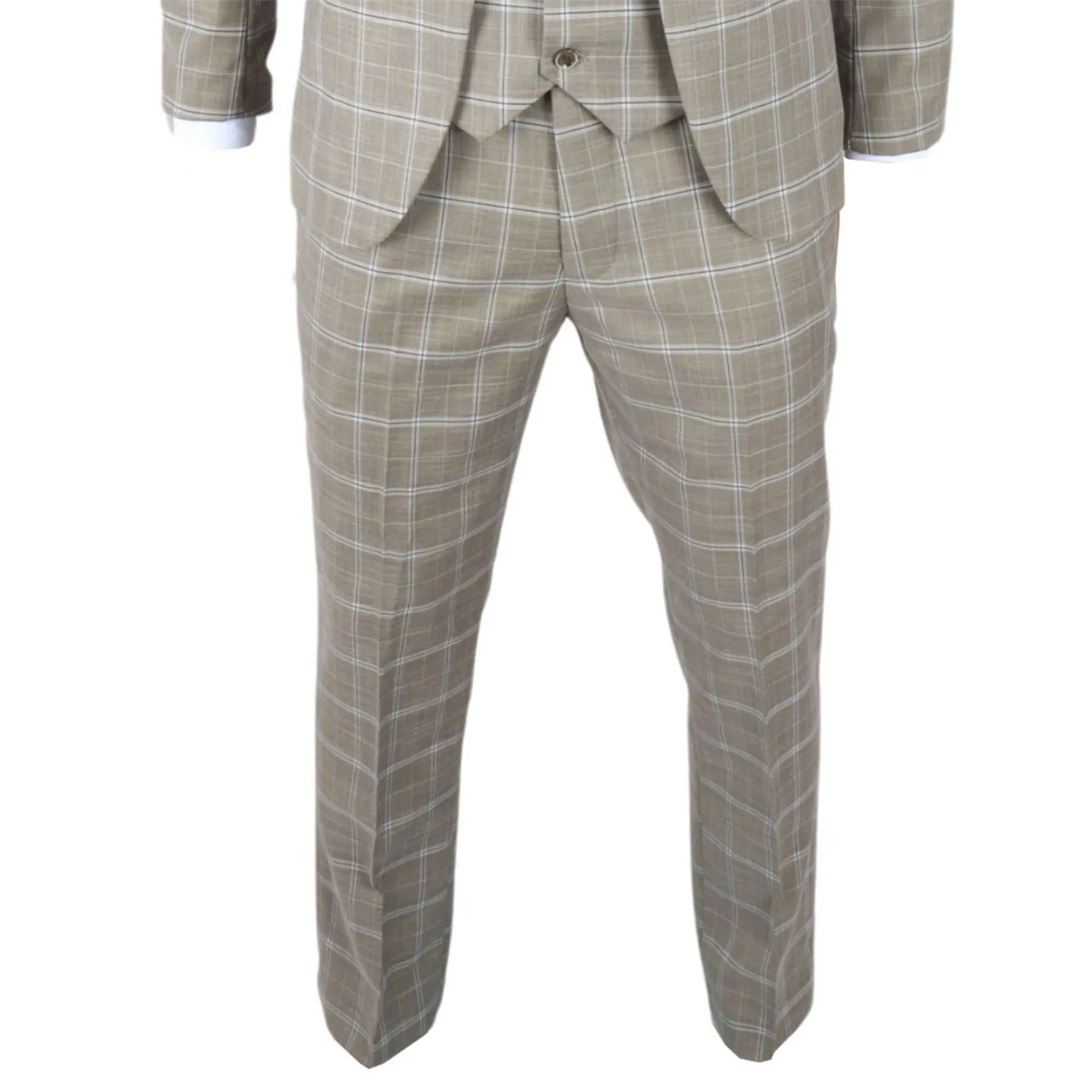 Men's Trousers Brown Checked Casual Formal Pants