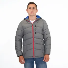 Nautica Mens Performance N83 Hooded Puffer Jacket Grey