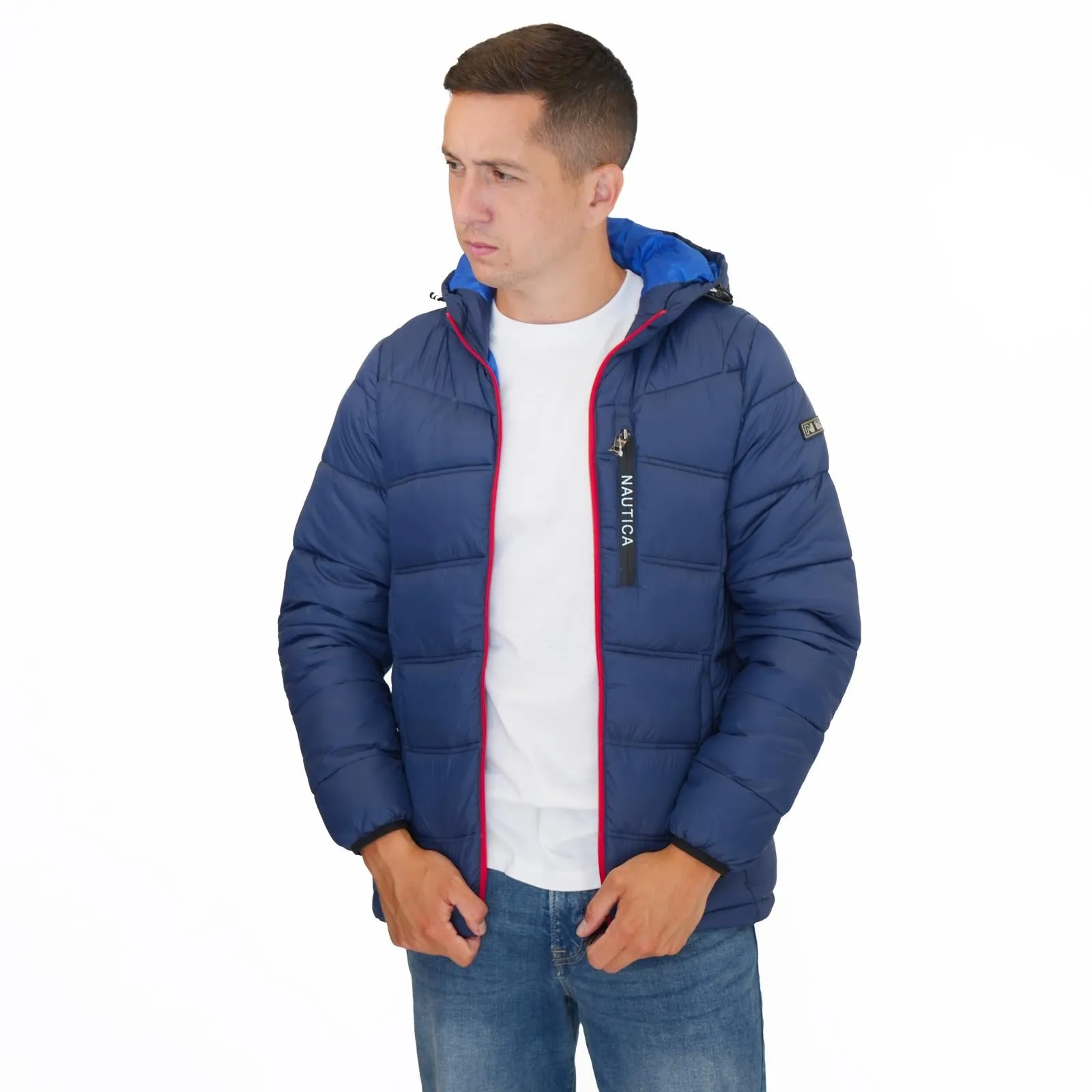 Nautica Mens Performance N83 Hooded Puffer Jacket Navy