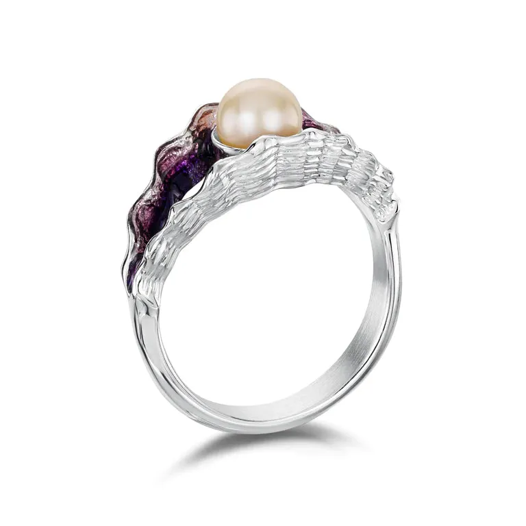 NEW Sheila Fleet Scallop Pearl Ring in Scallop - Pink (ESR295)