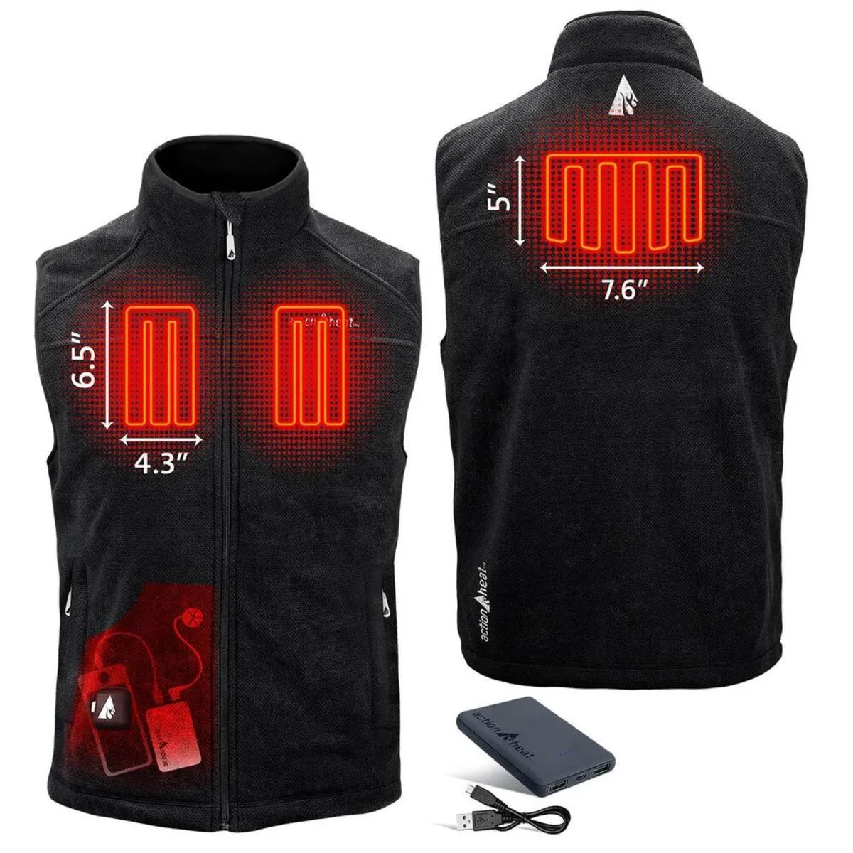 Open Box ActionHeat 5V Men's Performance Fleece Battery Heated Vest