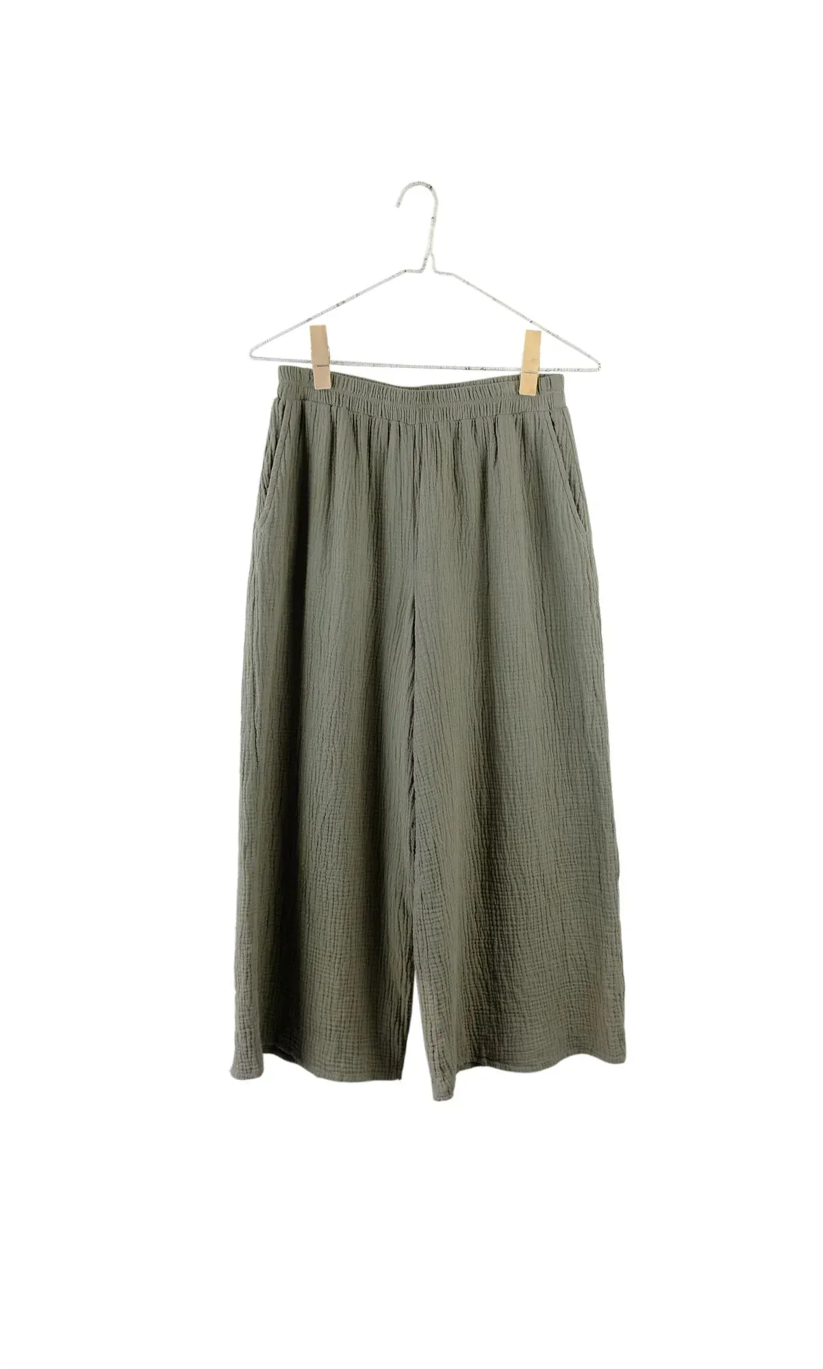 Organic Wide Gauze Pant in Olive