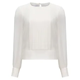 Pleated Crepe Blouse - Ivory