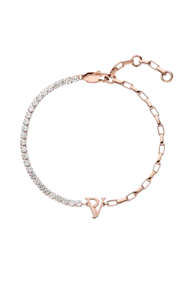 PV Tennis & Chain Bracelet 14K Rose Gold Plated