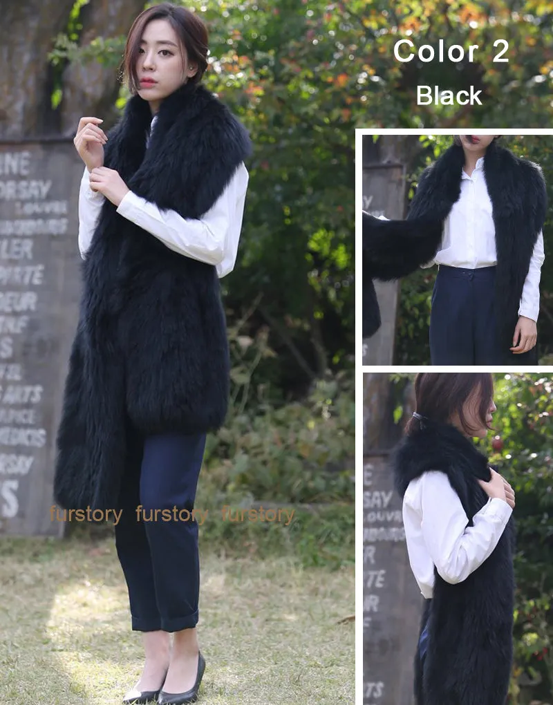 Real Fox Fur Scarf Ball Fur Wrap Cape Shawl Neck Warmer FS15503