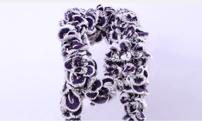 Real REX Rabbit Fur Scarf Grape Wrap Cape Shawl Neck Warmer Various Colors 175cm Long Scarf FS14516