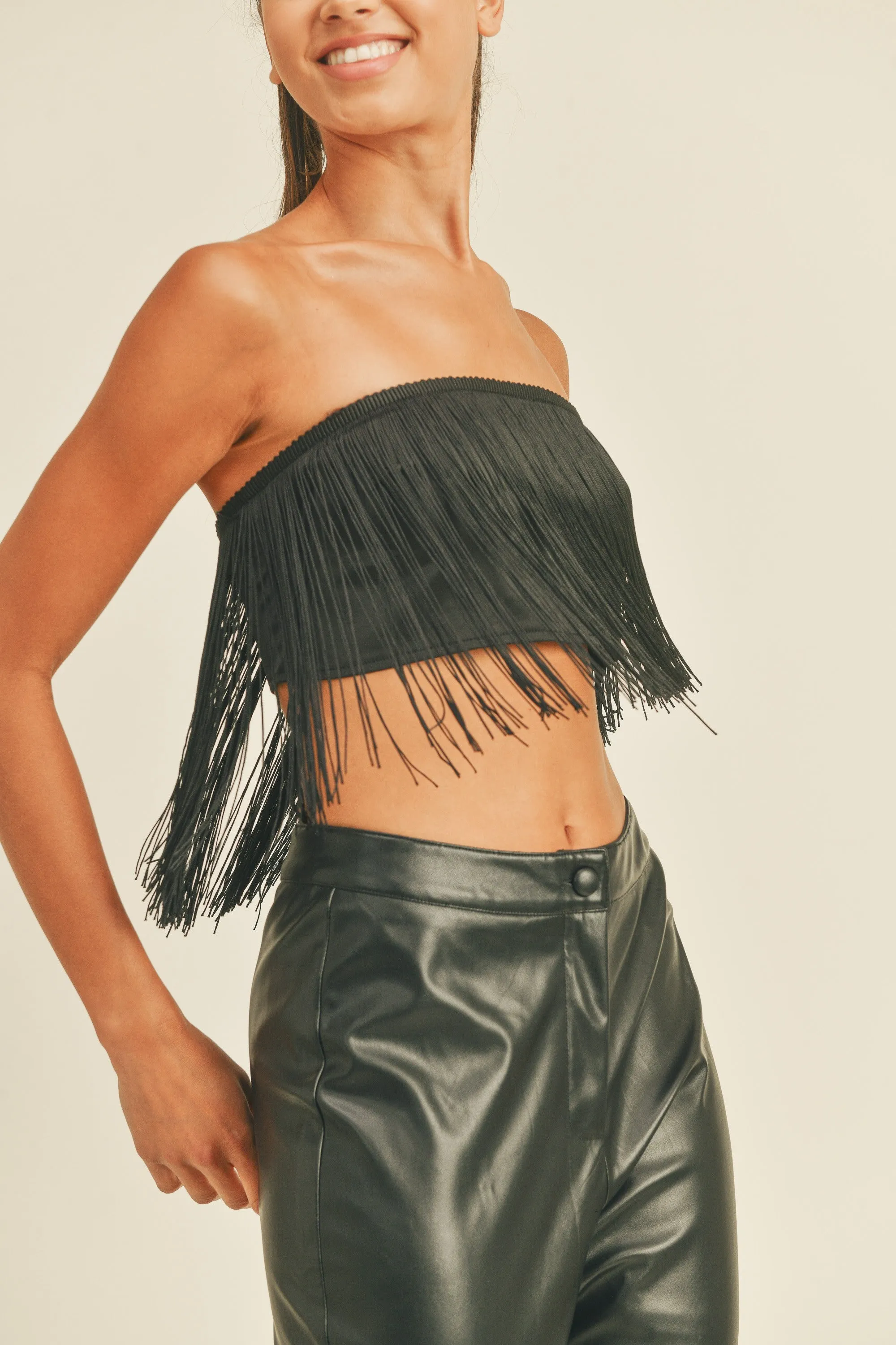 Reba Fringe Top - Black