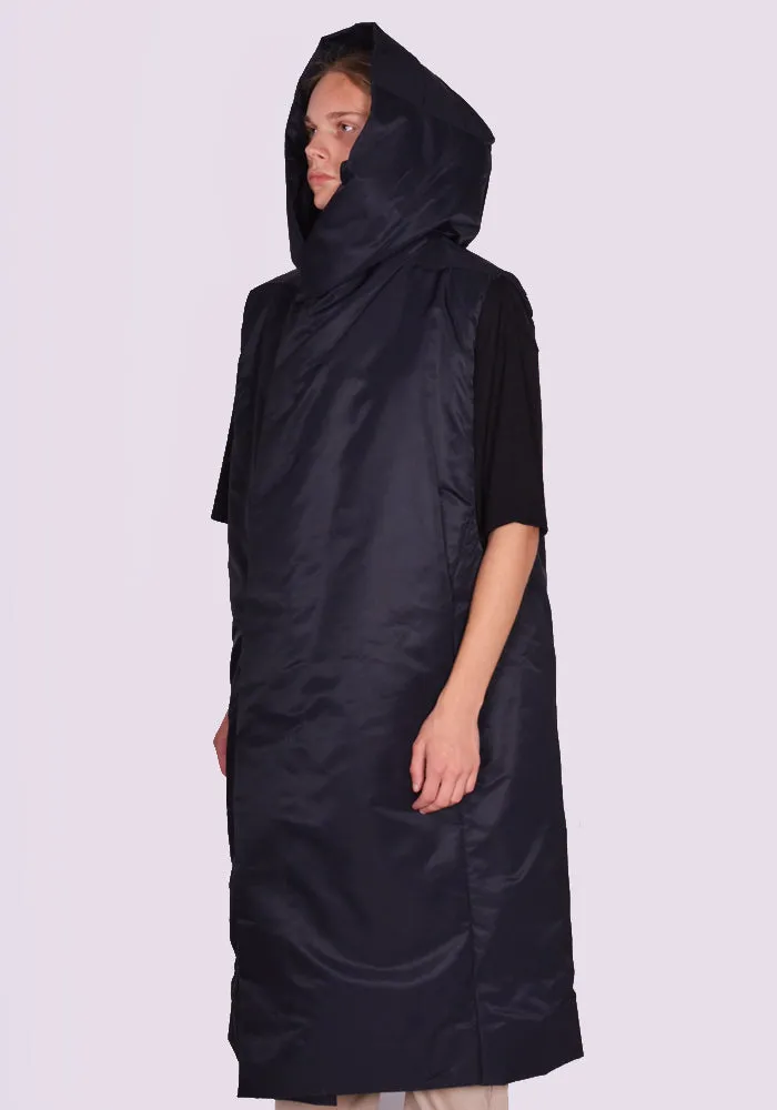 RICK OWENS MEN RR02C7921 BR HOODED LINER COAT BLACK