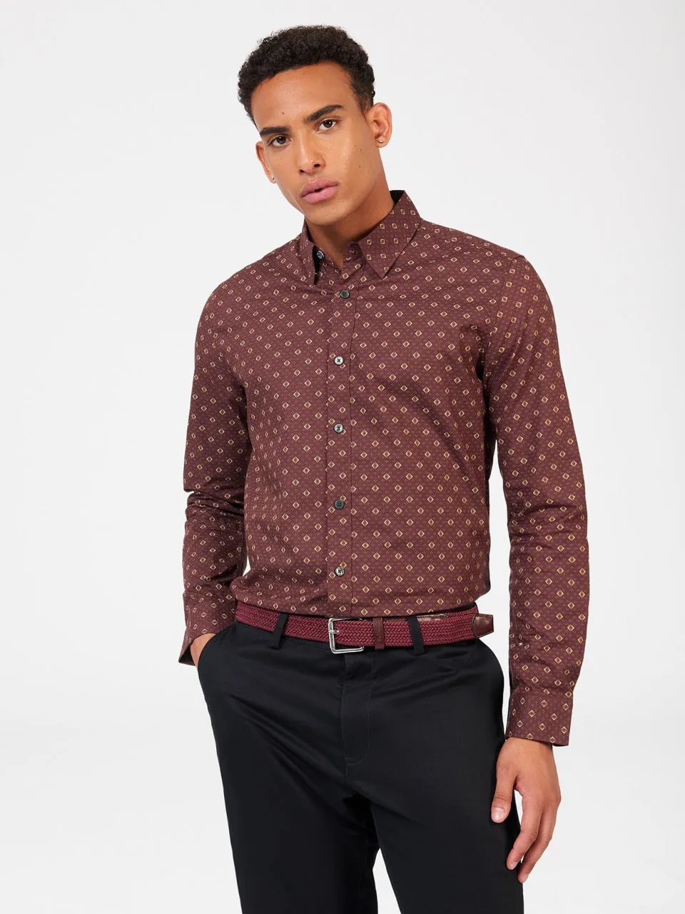 Signature Geo Print Shirt - Aubergine