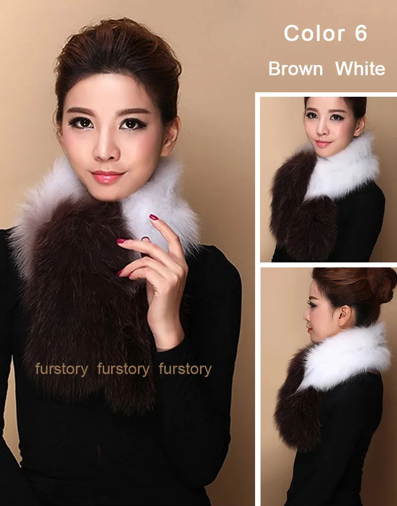 Silver Fox Fur or Fox Fur Scarf Wrap Cape Shawl Neck Warmer 3 Colors NEW FS050204