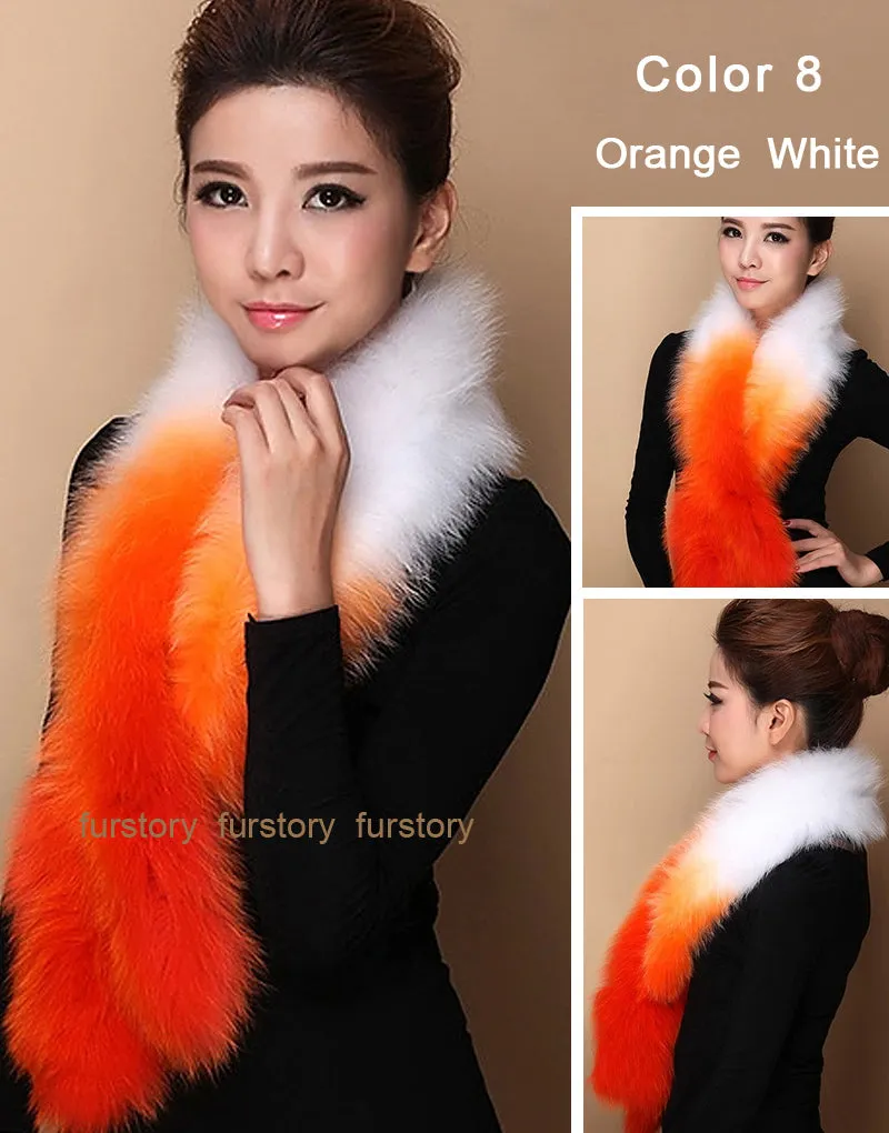 Silver Fox Fur or Fox Fur Scarf Wrap Cape Shawl Neck Warmer 3 Colors NEW FS050204